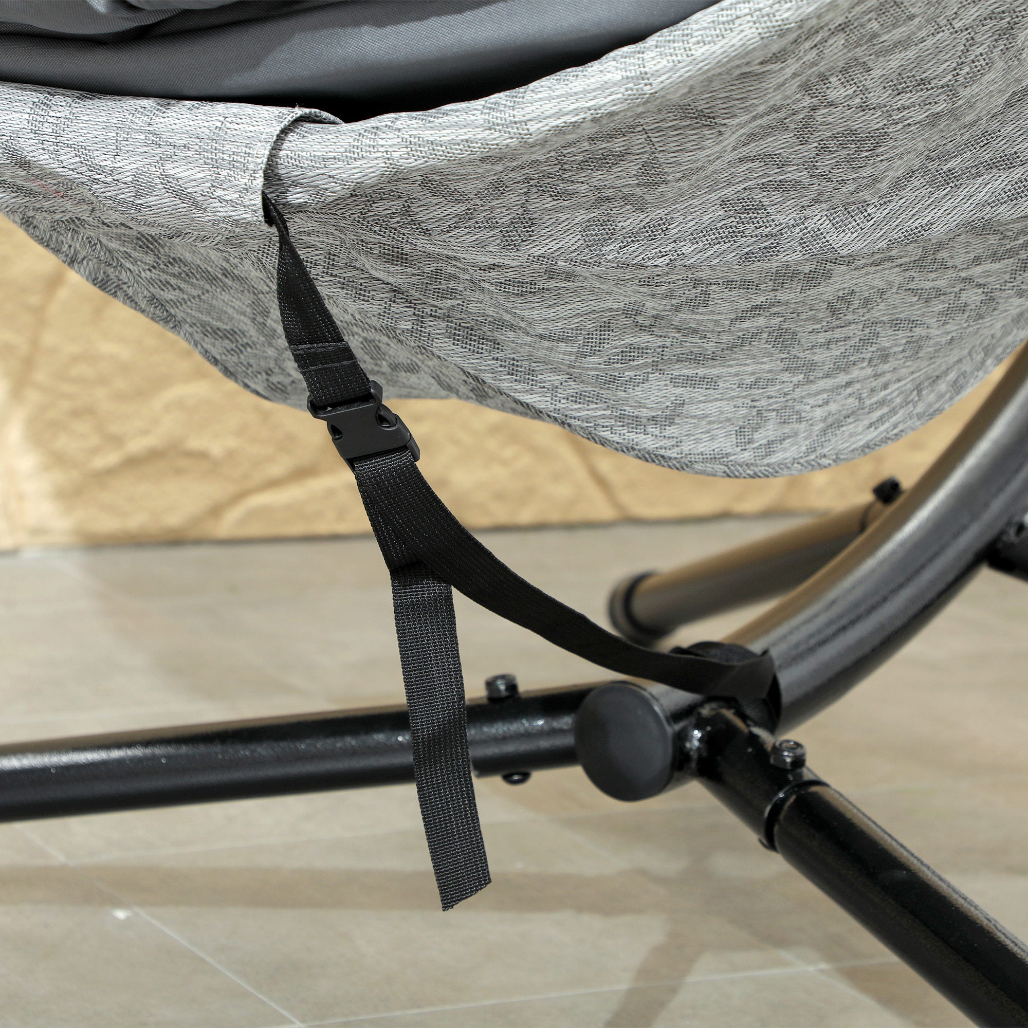 Outsunny Hanging Egg Chair Outdoor Indoor Swing Chair with Stand and Folding Basket, Egg Hammock Chair with Thickened Cushion, Cup Holder for Patio, Garden, Balcony, Grey