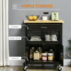 HOMCOM Kitchen Cart, Utility Trolley, Small Kitchen Island with Storage Drawer & Side Hooks for Dining Room, Black
