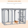 PawHut Cat Cage Indoor Catio Outdoor Cat Enclosure Pet House Small Animal Hutch for Rabbit, Kitten, Crate Kennel with Waterproof Roof, Multi-Level Platforms, Lock, Grey
