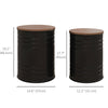 HOMCOM Nesting Tables, Side Table Set of 2, Round Coffee Table with Removable Wood Lid, Metal Frame and Hidden Space, Industrial End Tables for Living Room, Black