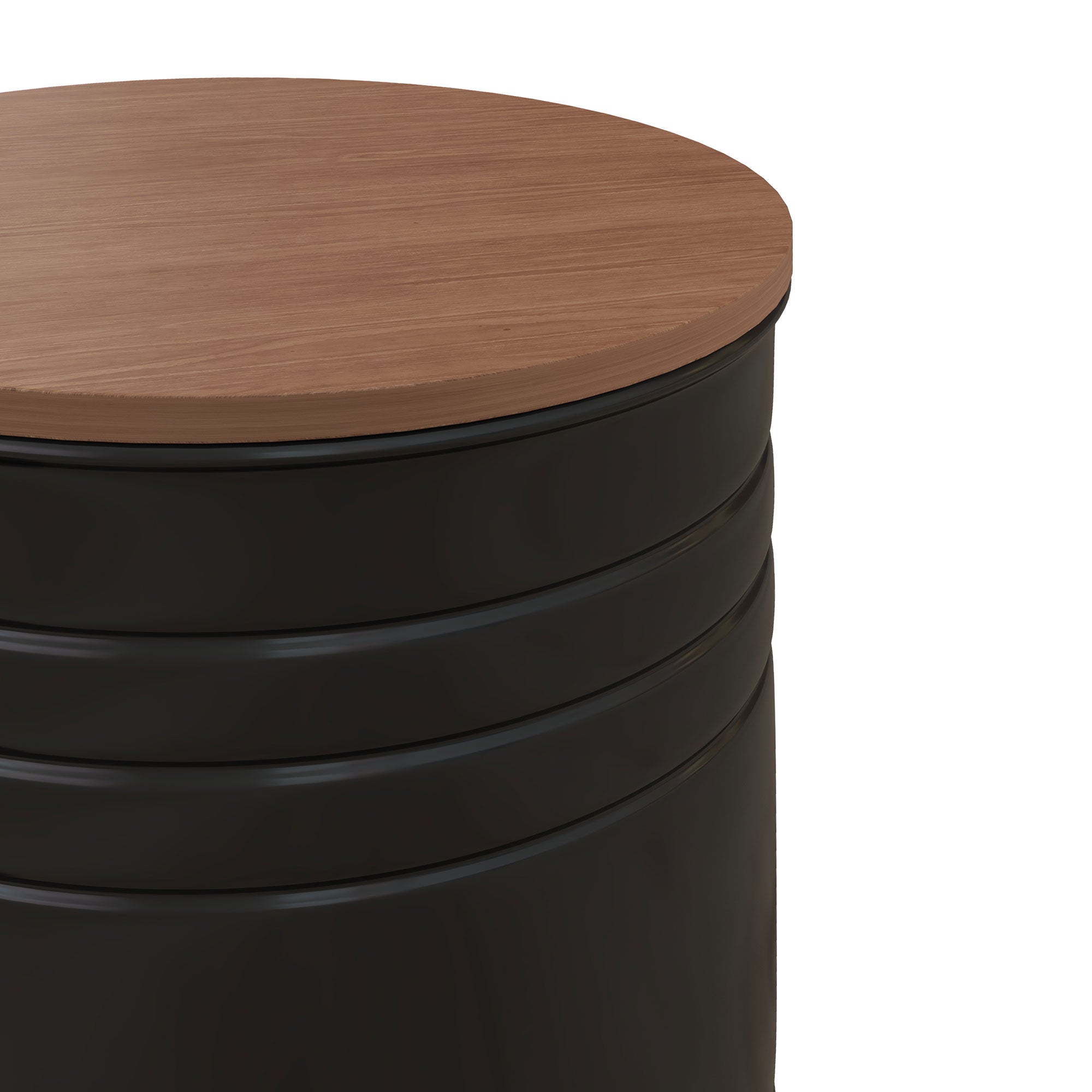HOMCOM Nesting Tables, Side Table Set of 2, Round Coffee Table with Removable Wood Lid, Metal Frame and Hidden Space, Industrial End Tables for Living Room, Black