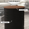 HOMCOM Nesting Tables, Side Table Set of 2, Round Coffee Table with Removable Wood Lid, Metal Frame and Hidden Space, Industrial End Tables for Living Room, Black