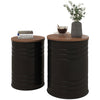 HOMCOM Nesting Tables, Side Table Set of 2, Round Coffee Table with Removable Wood Lid, Metal Frame and Hidden Space, Industrial End Tables for Living Room, Black