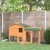 PawHut Two-Level Rabbit Hutch Small Animal House Pet Bunny Cage Home w/ Outdoor Run Water & UV Resistant Roof Access Ramp Natural Finish Guinea Pig Bunny Hamster Habitat