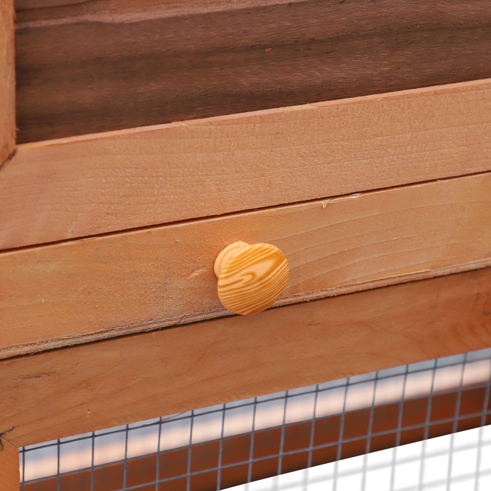 PawHut Two-Level Rabbit Hutch Small Animal House Pet Bunny Cage Home w/ Outdoor Run Water & UV Resistant Roof Access Ramp Natural Finish Guinea Pig Bunny Hamster Habitat