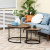 HOMCOM Nesting Tables, 29" Round Coffee Table Set of 2, Modern Side Tables for Living Room with Metal Base, Rustic Brown