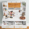 HOMCOM Vanity Set with Lighted Mirror and Stool, Makeup Vanity Desk with Drawers and Shelves, 2 Lighting Modes, 10 Bulbs, Modern Dressing Table for Bedroom, White