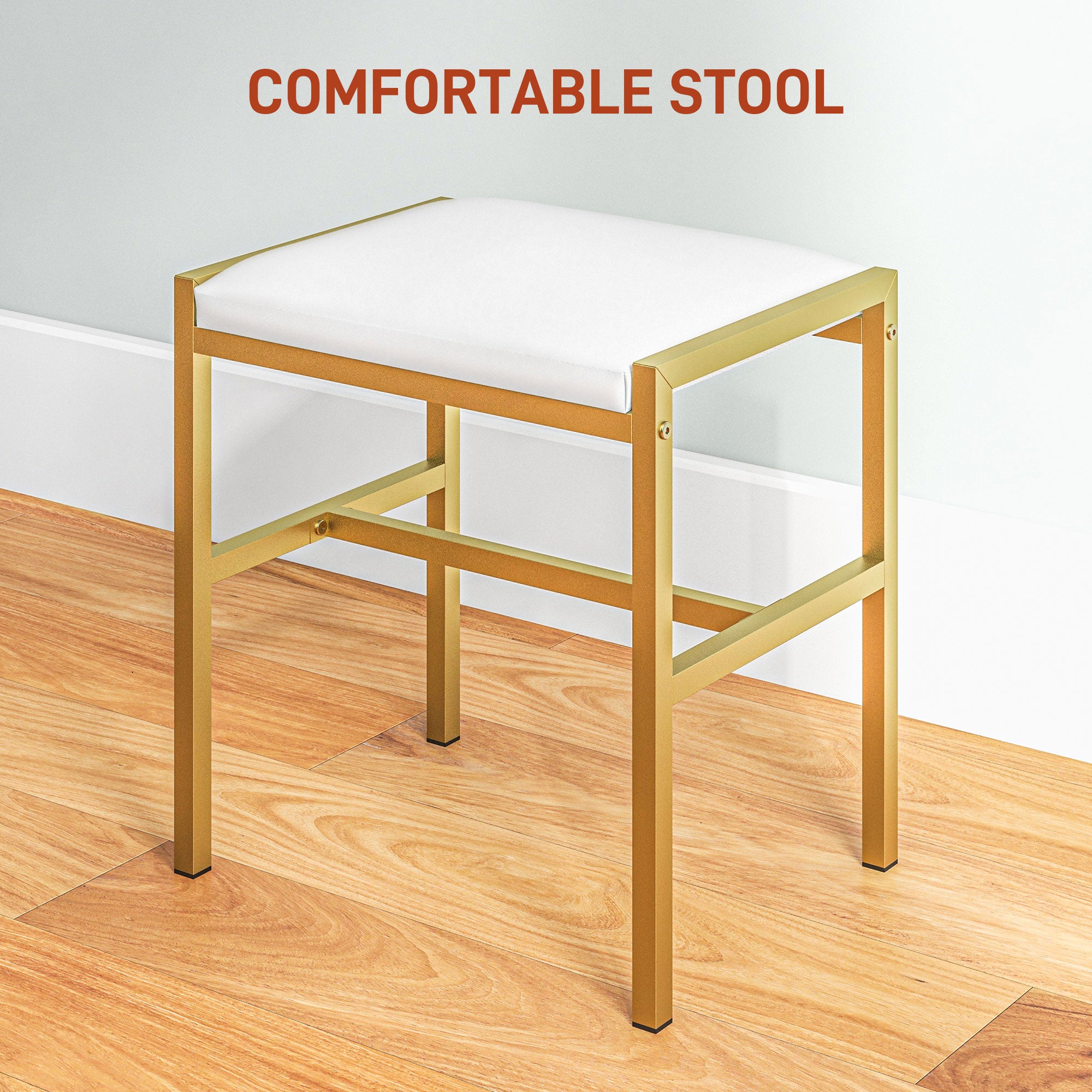 HOMCOM Vanity Set with Lighted Mirror and Stool, Makeup Vanity Desk with Drawers and Shelves, 2 Lighting Modes, 10 Bulbs, Modern Dressing Table for Bedroom, White