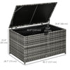 Outsunny Rattan Deck Box, Rattan 113 Gallon Outdoor Storage Box with Lid and Handle for Indoor, Patio Furniture Cushions, Pool and Garden Tools, Grey