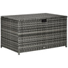 Outsunny Rattan Deck Box, Rattan 113 Gallon Outdoor Storage Box with Lid and Handle for Indoor, Patio Furniture Cushions, Pool and Garden Tools, Grey