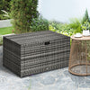 Outsunny Rattan Deck Box, Rattan 113 Gallon Outdoor Storage Box with Lid and Handle for Indoor, Patio Furniture Cushions, Pool and Garden Tools, Grey