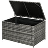 Outsunny Rattan Deck Box, Rattan 113 Gallon Outdoor Storage Box with Lid and Handle for Indoor, Patio Furniture Cushions, Pool and Garden Tools, Grey