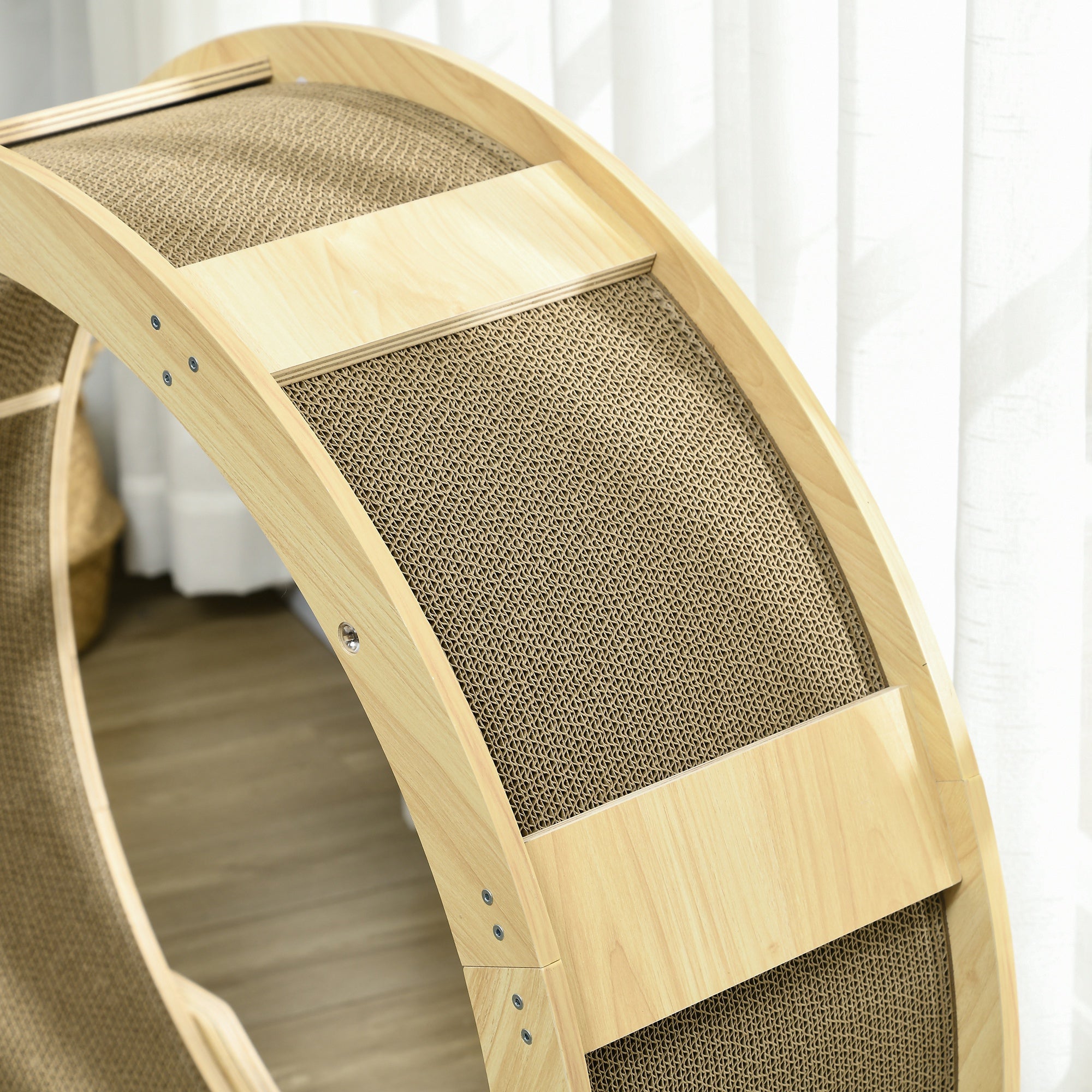 PawHut Cat Wheel for Indoor Cats, 36" Cat Treadmill with Brake, Cat Exercise Running Wheel with 4 Pack Replacement Scratching Pads for Health and Fitness, Oak