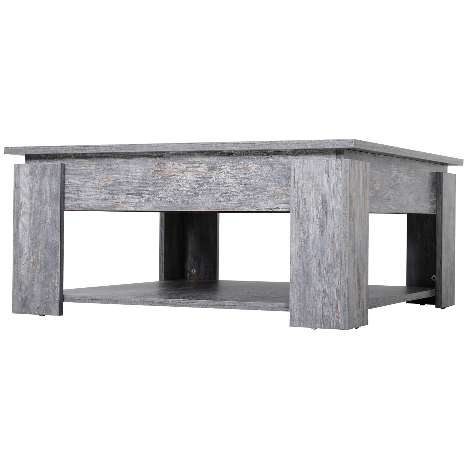 HOMCOM Modern Coffee Table with Storage Shelf, Square  Cocktail Table, Center Table for Living Room, Grey