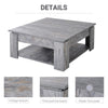 HOMCOM Modern Coffee Table with Storage Shelf, Square  Cocktail Table, Center Table for Living Room, Grey