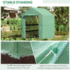 Outsunny 84"x 56" x 77" Walk-in Greenhouse 2-Tier Flower Rack Outdoor Plant Garden PE Cover Steel Frame with Roll up Door, Green