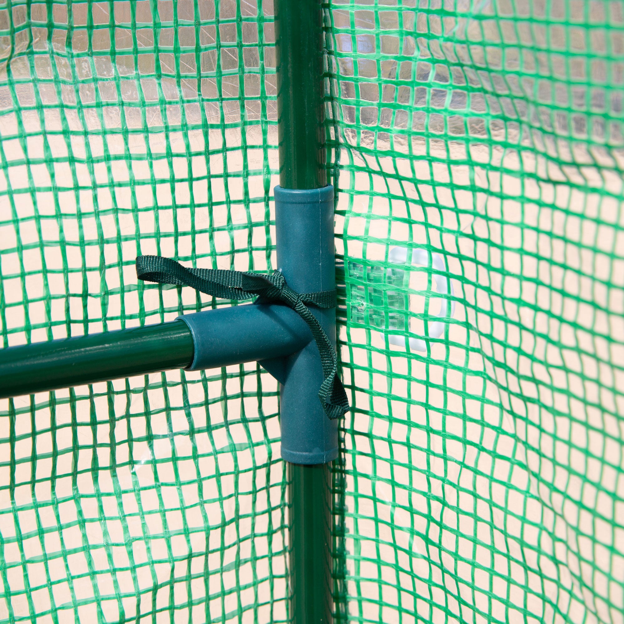 Outsunny 84"x 56" x 77" Walk-in Greenhouse 2-Tier Flower Rack Outdoor Plant Garden PE Cover Steel Frame with Roll up Door, Green