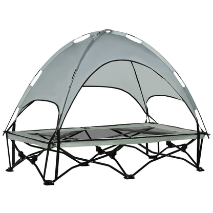 PawHut Elevated Dog Bed with Removable Canopy, Foldable Raised Pet Cot with Carry Bag, Ventilated Cooling Pet Bed for Medium, Large and Extra Large Dogs, Grey