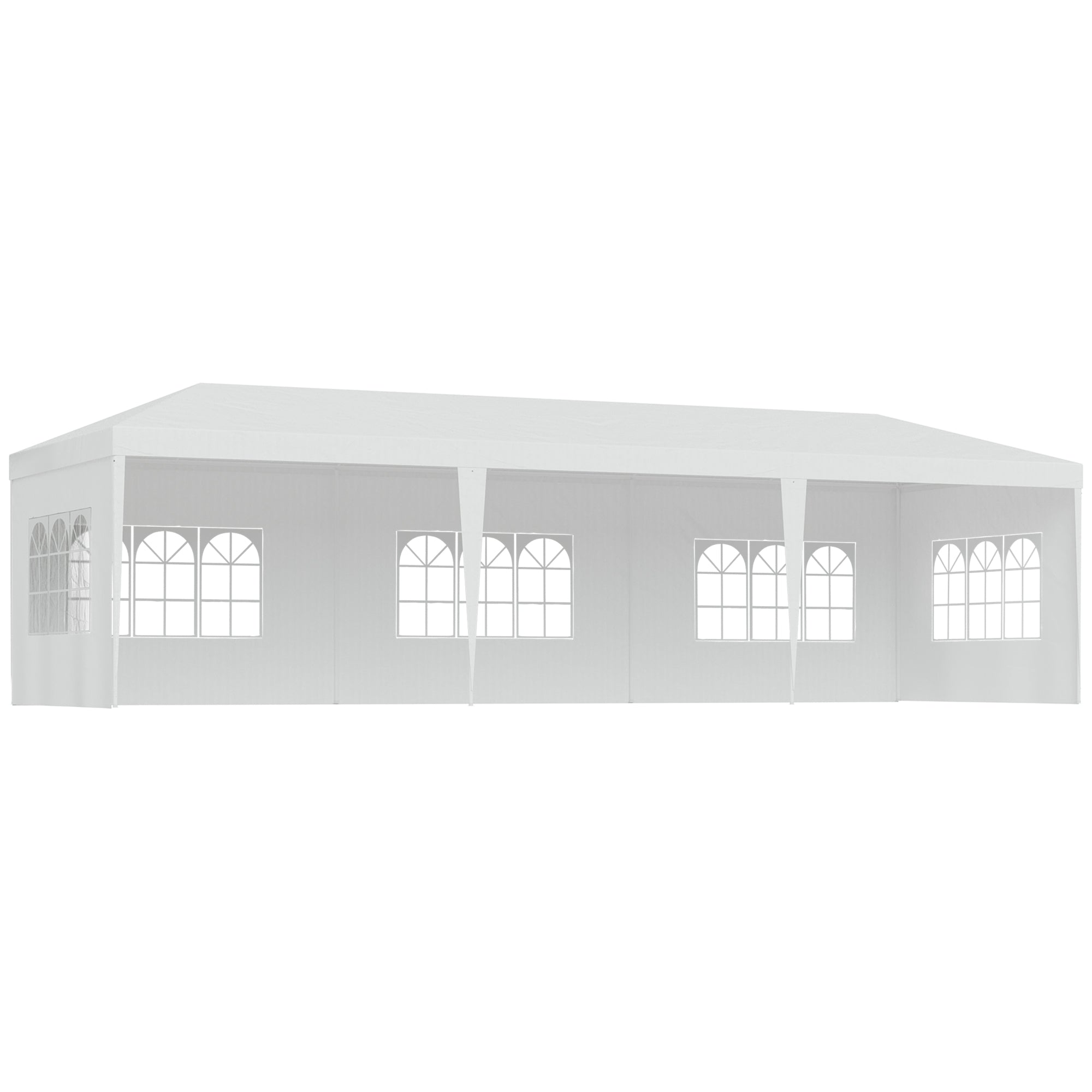 Outsunny 10 x 28ft Portable Party Tent, Gazebo Wedding Party Tent for Garden Dining and Outdoor with 5 Removable Sidewalls, White