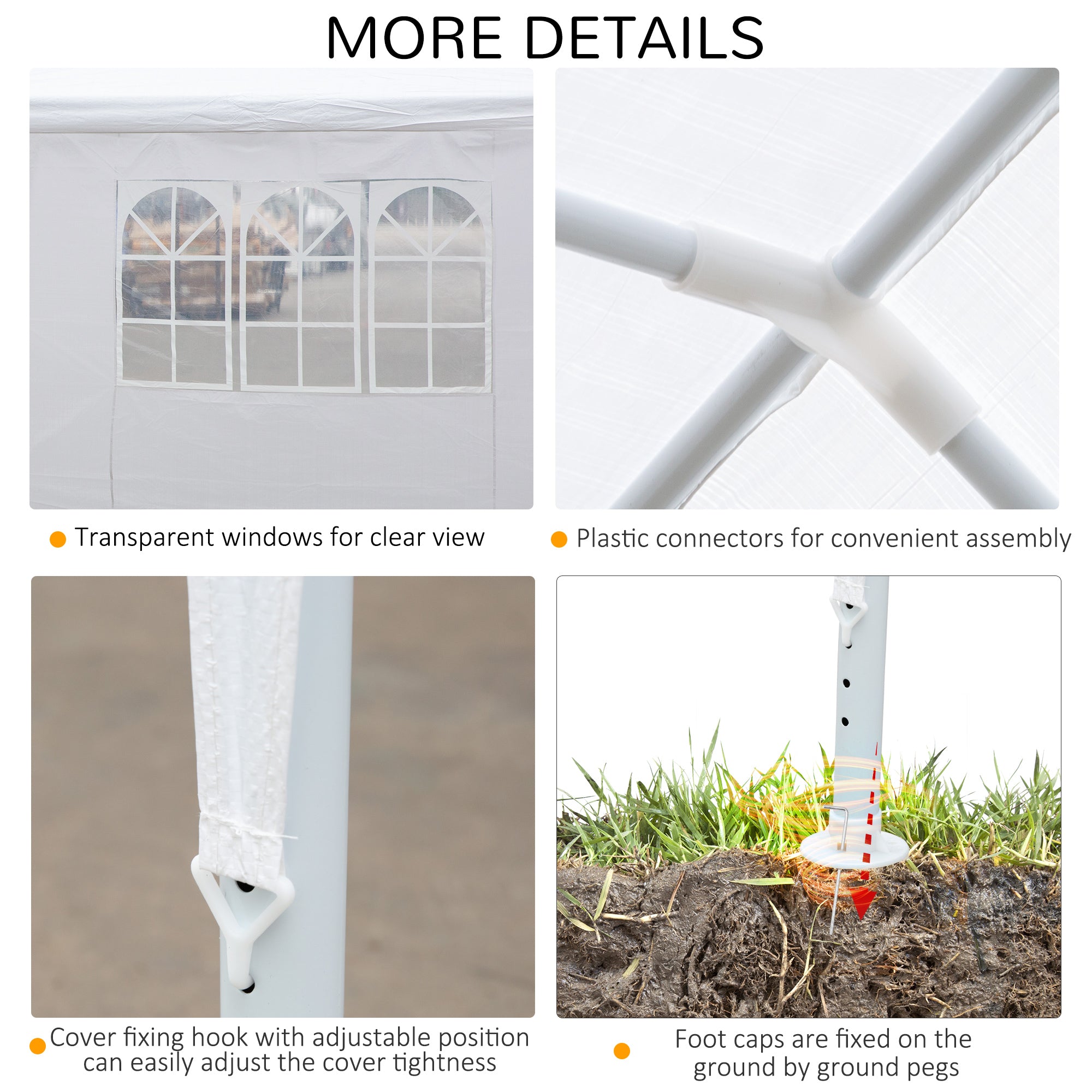 Outsunny 10 x 28ft Portable Party Tent, Gazebo Wedding Party Tent for Garden Dining and Outdoor with 5 Removable Sidewalls, White