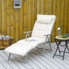 Outsunny Outdoor Folding Chaise Lounge Chair Recliner with Portable Design, Adjustable Backrest, Cushion and Headrest, Cream White