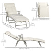 Outsunny Outdoor Folding Chaise Lounge Chair Recliner with Portable Design, Adjustable Backrest, Cushion and Headrest, Cream White