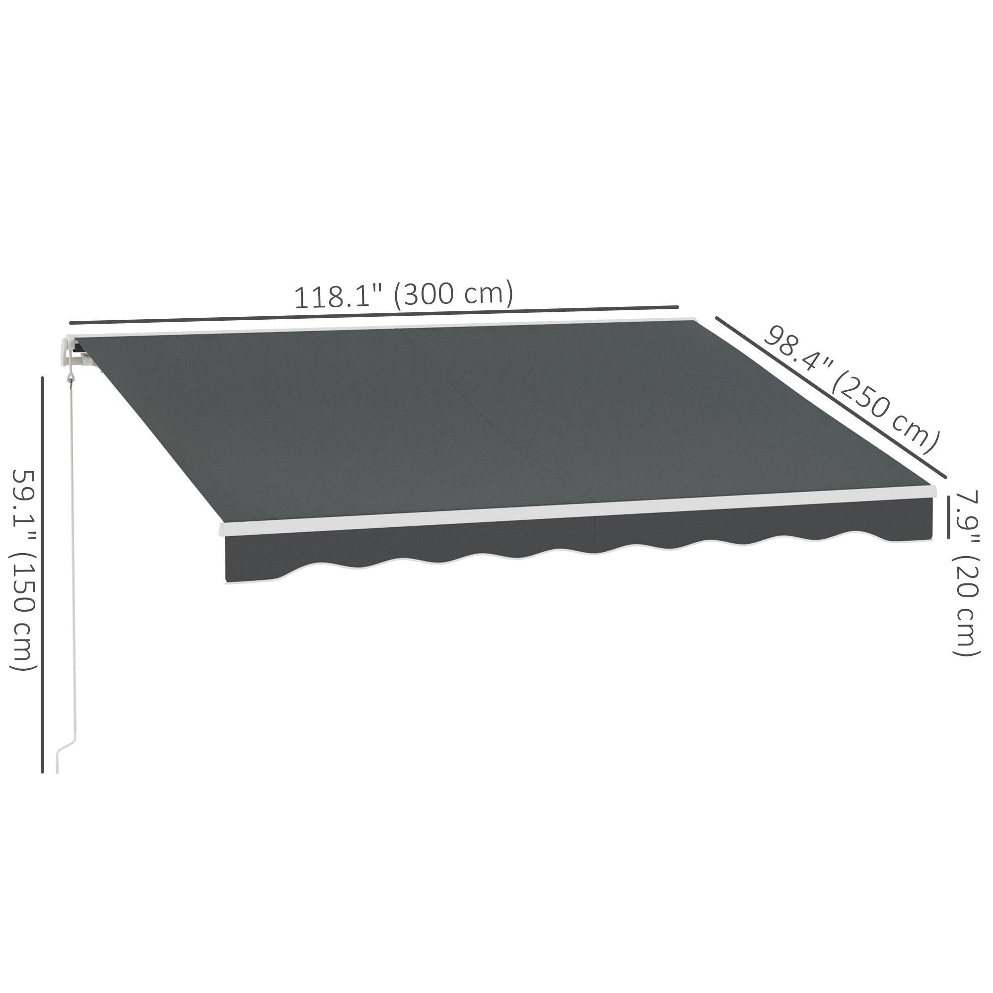 Outsunny 10' x 8' Electric Awning, Retractable Awning Sun Shade Shelter with Remote Controller, Manual Crank Handle and Aluminum Frame, for Deck, Balcony, Yard, Grey