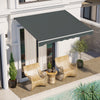 Outsunny 10' x 8' Electric Awning, Retractable Awning Sun Shade Shelter with Remote Controller, Manual Crank Handle and Aluminum Frame, for Deck, Balcony, Yard, Grey