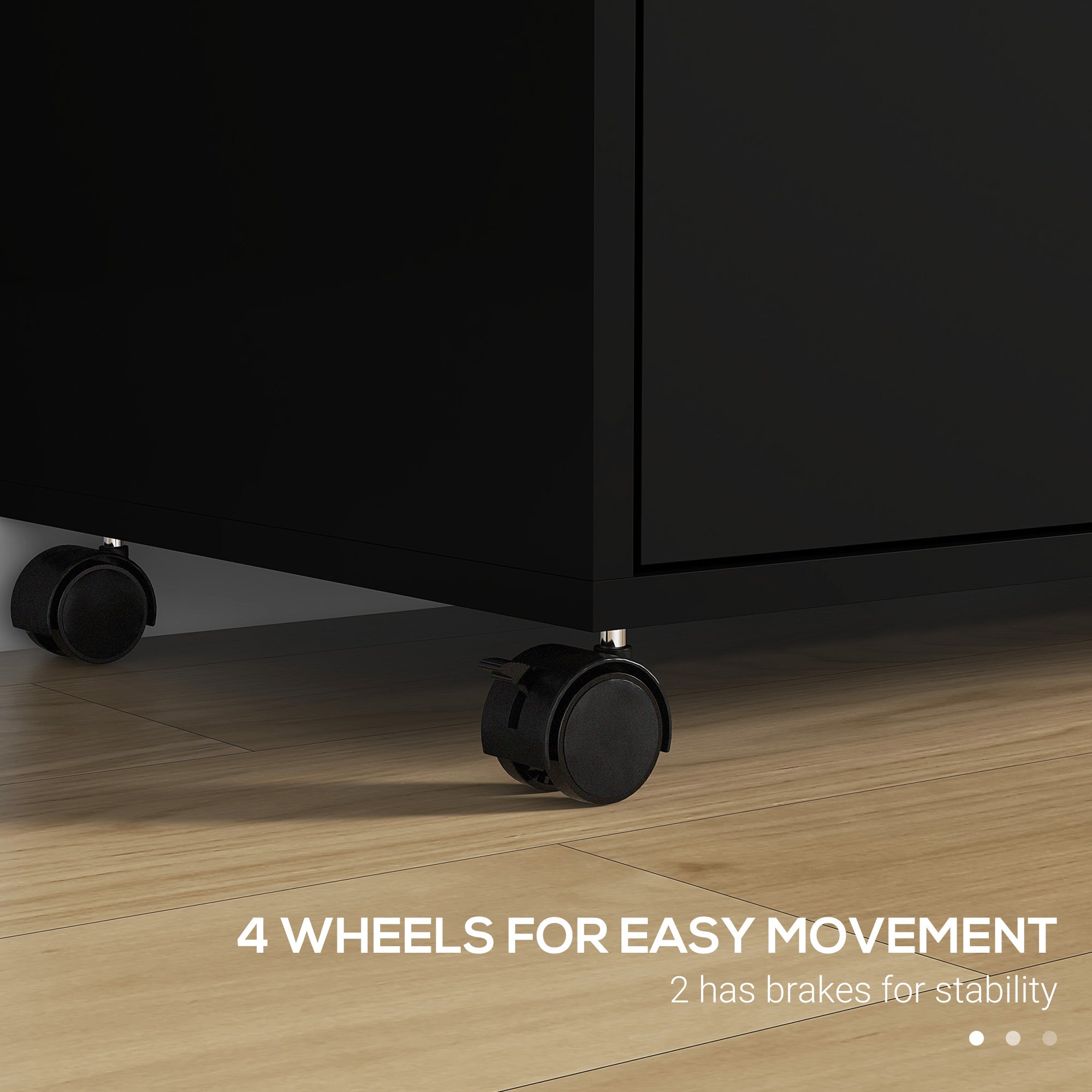 Vinsetto Lateral Filing Cabinet with Drawers and Lock, File Cabinet, Mobile Printer Stand with Open Shelves and Wheels for Letter and A4 Size Documents, Black