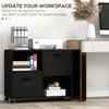 Vinsetto Lateral Filing Cabinet with Drawers and Lock, File Cabinet, Mobile Printer Stand with Open Shelves and Wheels for Letter and A4 Size Documents, Black