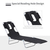 Outsunny Outdoor Lounge Chair, Adjustable Folding Chaise Lounge with Face Cavity, Tanning Chair Sun Lounger Bed Recliner, Black