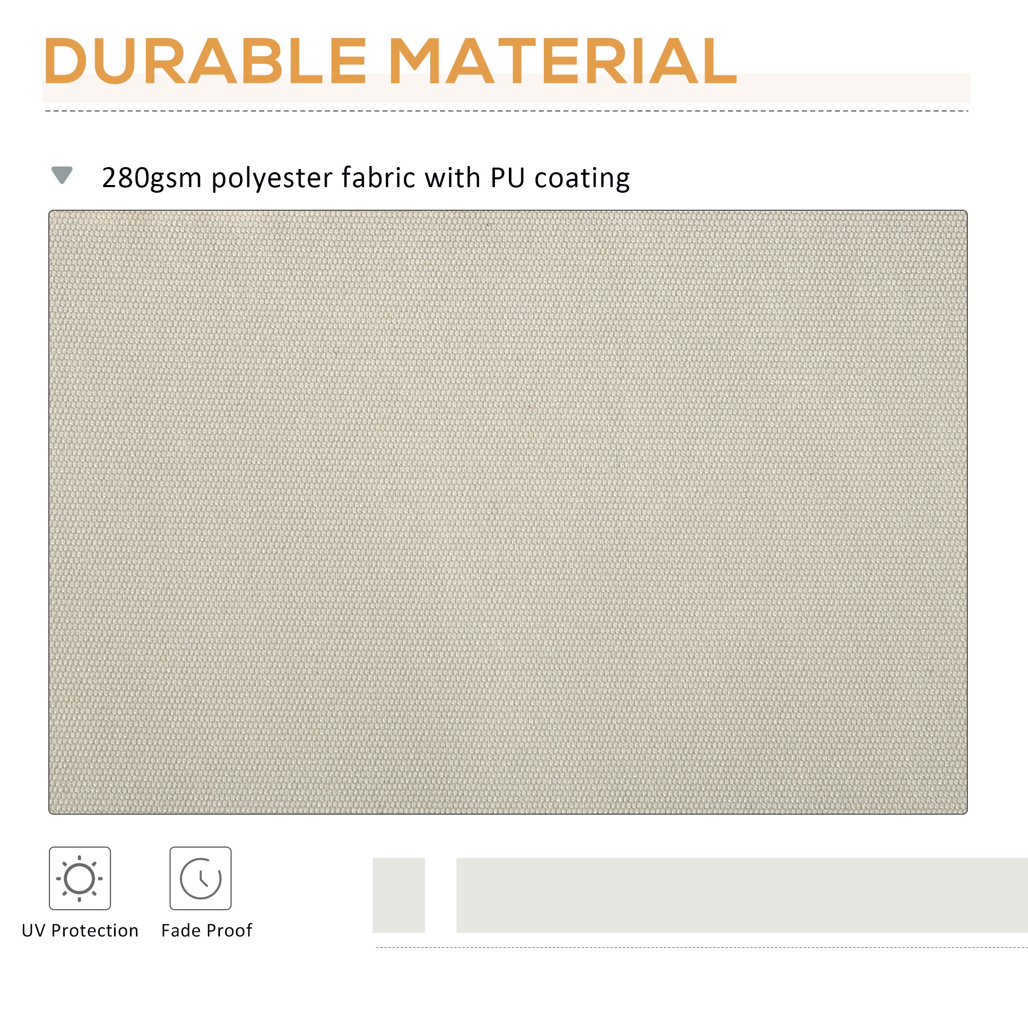 Outsunny 11' x 10' Retractable Awning Fabric Replacement Outdoor Sunshade Canopy Awning Cover, UV Protection, Cream White