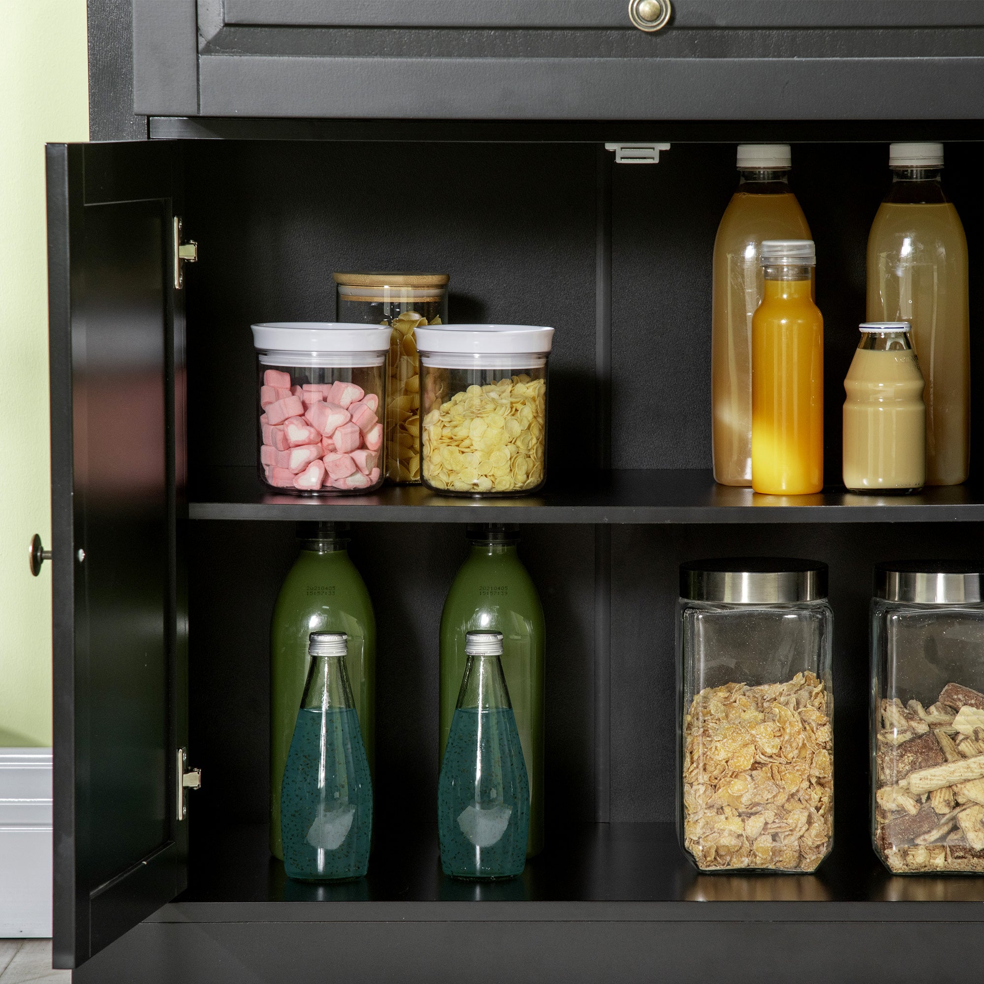 HOMCOM Sideboard Buffet Cabinet, Modern Kitchen Cabinet with 2 Drawers and Adjustable Shelves, Coffee Bar Cabinet, Black