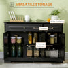 HOMCOM Sideboard Buffet Cabinet, Modern Kitchen Cabinet with 2 Drawers and Adjustable Shelves, Coffee Bar Cabinet, Black