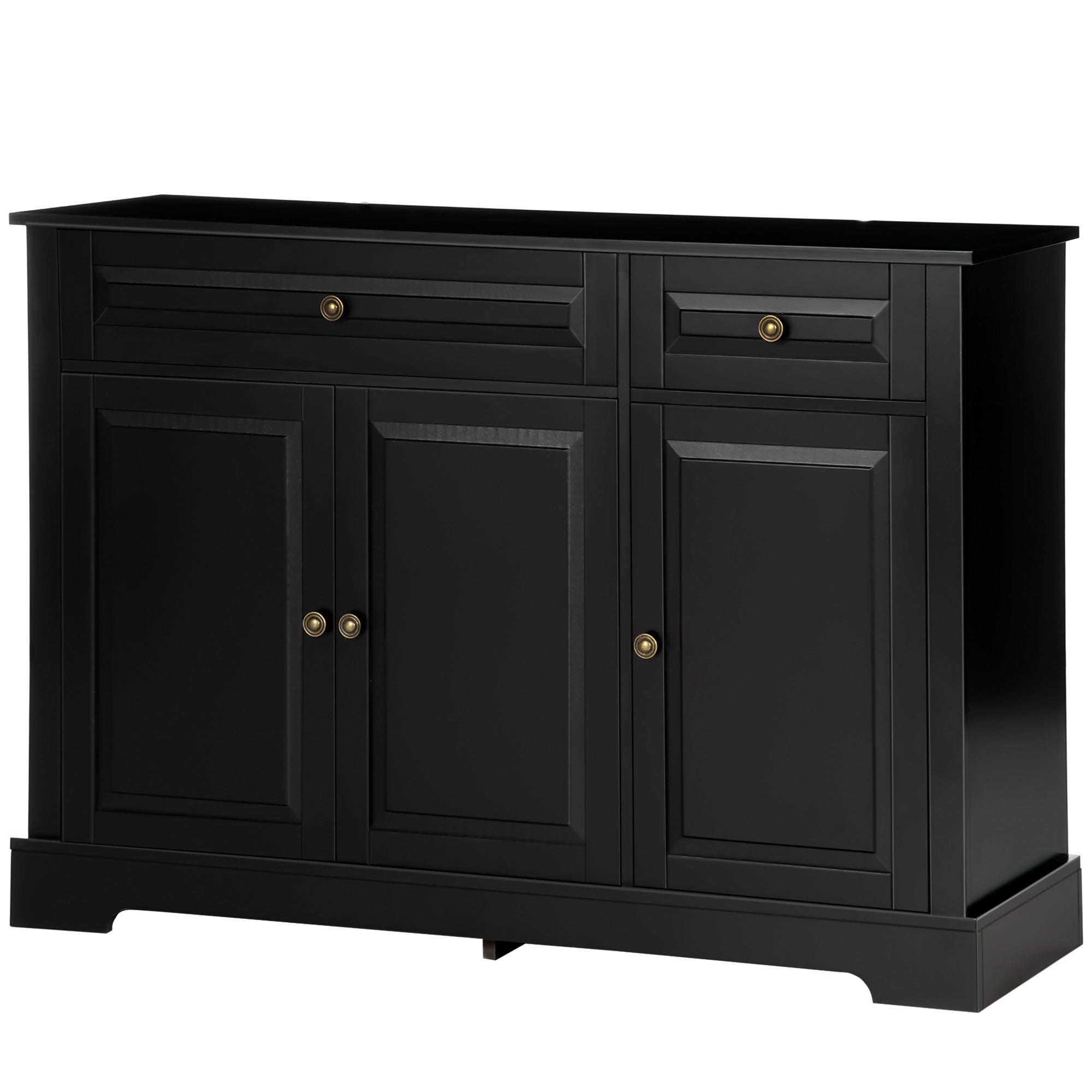 HOMCOM Sideboard Buffet Cabinet, Modern Kitchen Cabinet with 2 Drawers and Adjustable Shelves, Coffee Bar Cabinet, Black