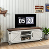 HOMCOM TV Stand for up to 65" TV, Modern Farmhouse Entertainment Center with 2 Cable Holes, TV Console Table with 2 Adjustable Shelves for Living Room, Distressed White