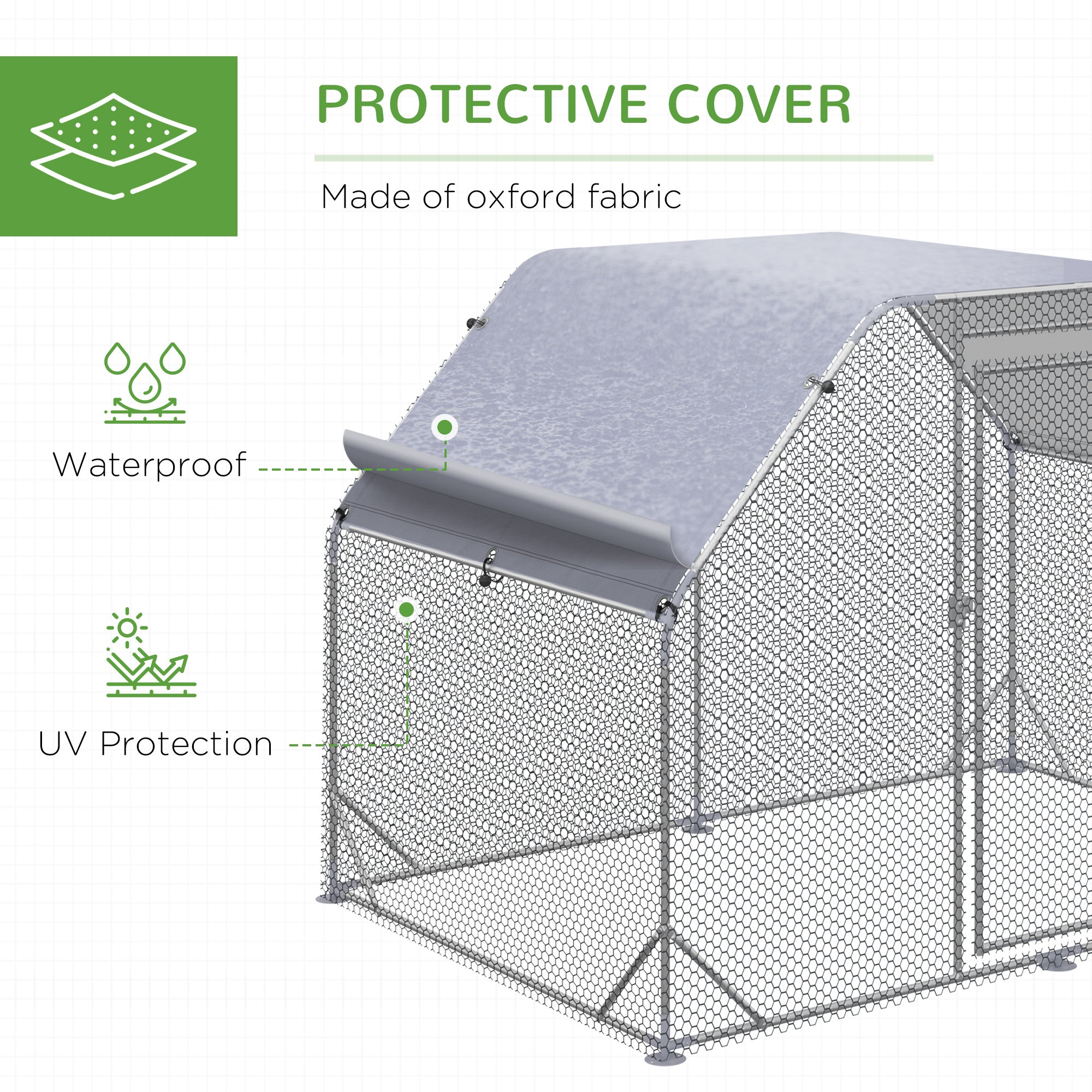 PawHut Galvanized Large Metal Chicken Coop Cage Walk-in Enclosure Poultry Hen Run House Playpen Rabbit Hutch with Cover for Outdoor Backyard 9.2' x 6.2' x 6.5' Silver