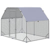 PawHut Galvanized Large Metal Chicken Coop Cage Walk-in Enclosure Poultry Hen Run House Playpen Rabbit Hutch with Cover for Outdoor Backyard 9.2' x 6.2' x 6.5' Silver