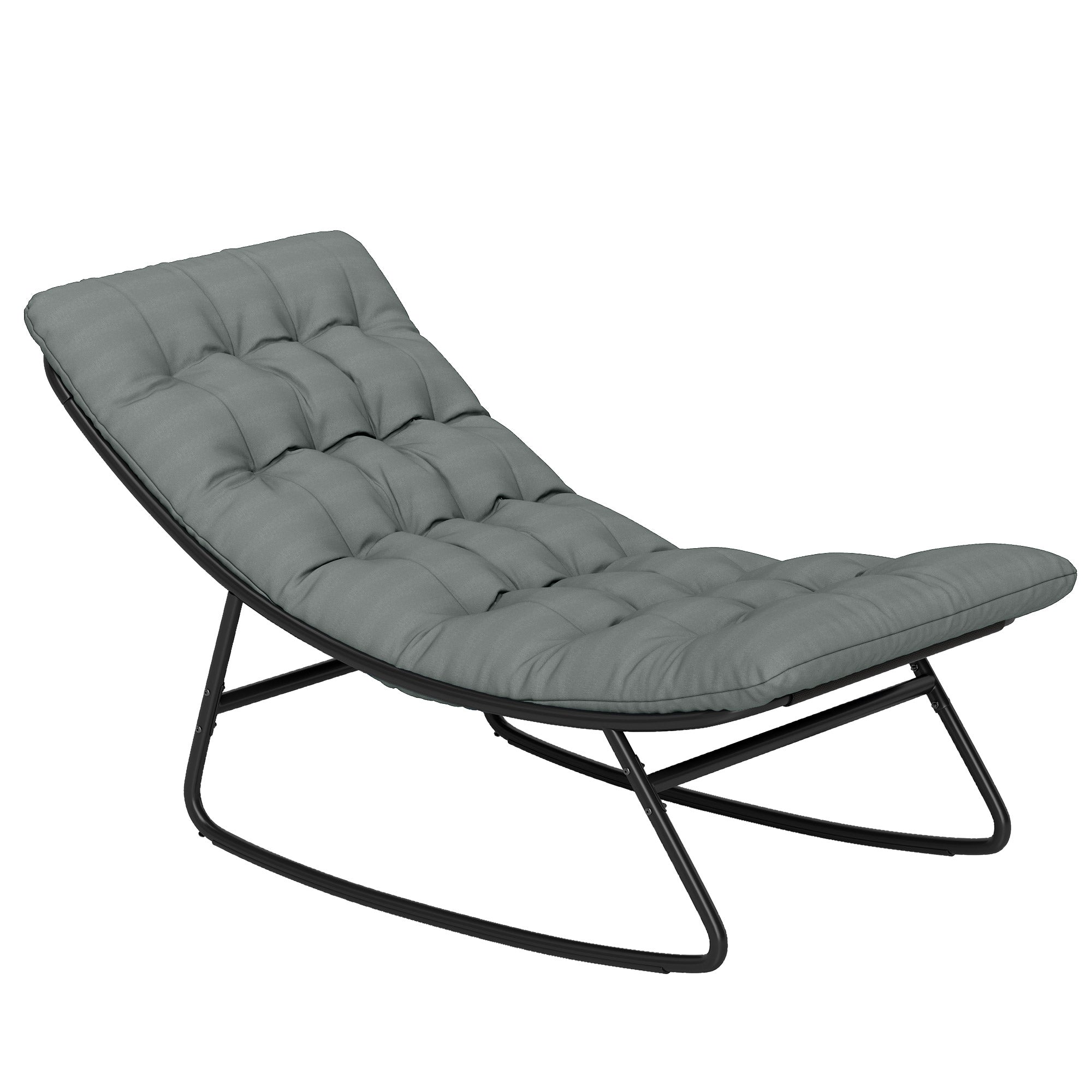 Outsunny Outdoor Rocking Chair with Cushion, Patio Rocking Chair with Mesh Deep Seat, Steel Frame Rocking Outdoor Patio Chair for Indoor, Porch, Garden, Dark Grey