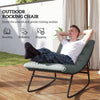 Outsunny Outdoor Rocking Chair with Cushion, Patio Rocking Chair with Mesh Deep Seat, Steel Frame Rocking Outdoor Patio Chair for Indoor, Porch, Garden, Dark Grey