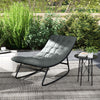 Outsunny Outdoor Rocking Chair with Cushion, Patio Rocking Chair with Mesh Deep Seat, Steel Frame Rocking Outdoor Patio Chair for Indoor, Porch, Garden, Dark Grey