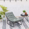 Outsunny Outdoor Rocking Chair with Cushion, Patio Rocking Chair with Mesh Deep Seat, Steel Frame Rocking Outdoor Patio Chair for Indoor, Porch, Garden, Dark Grey