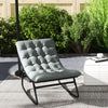 Outsunny Outdoor Rocking Chair with Cushion, Patio Rocking Chair with Mesh Deep Seat, Steel Frame Rocking Outdoor Patio Chair for Indoor, Porch, Garden, Dark Grey