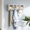 HOMCOM Coat Rack Wall Mount with Shelf, 28" Wall Coat Rack with 5 Double Hooks and 4 Storage Compartments for Bathroom, Living Room, Bedroom, Entryway, White
