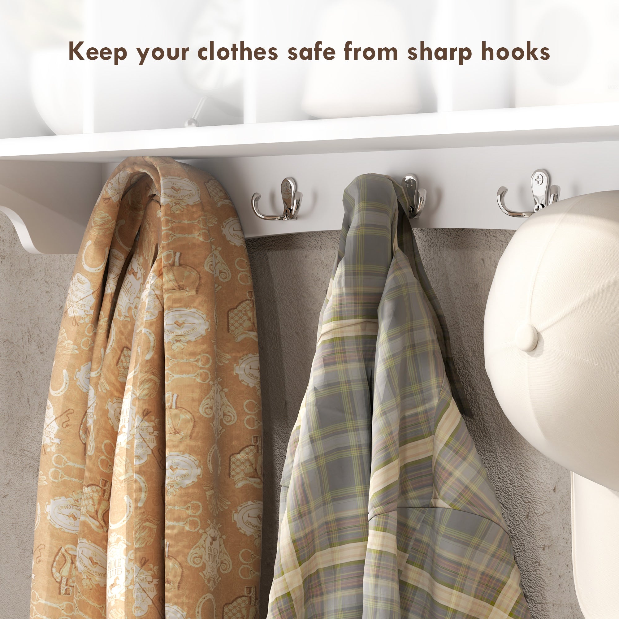 HOMCOM Coat Rack Wall Mount with Shelf, 28