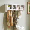 HOMCOM Coat Rack Wall Mount with Shelf, 28" Wall Coat Rack with 5 Double Hooks and 4 Storage Compartments for Bathroom, Living Room, Bedroom, Entryway, White