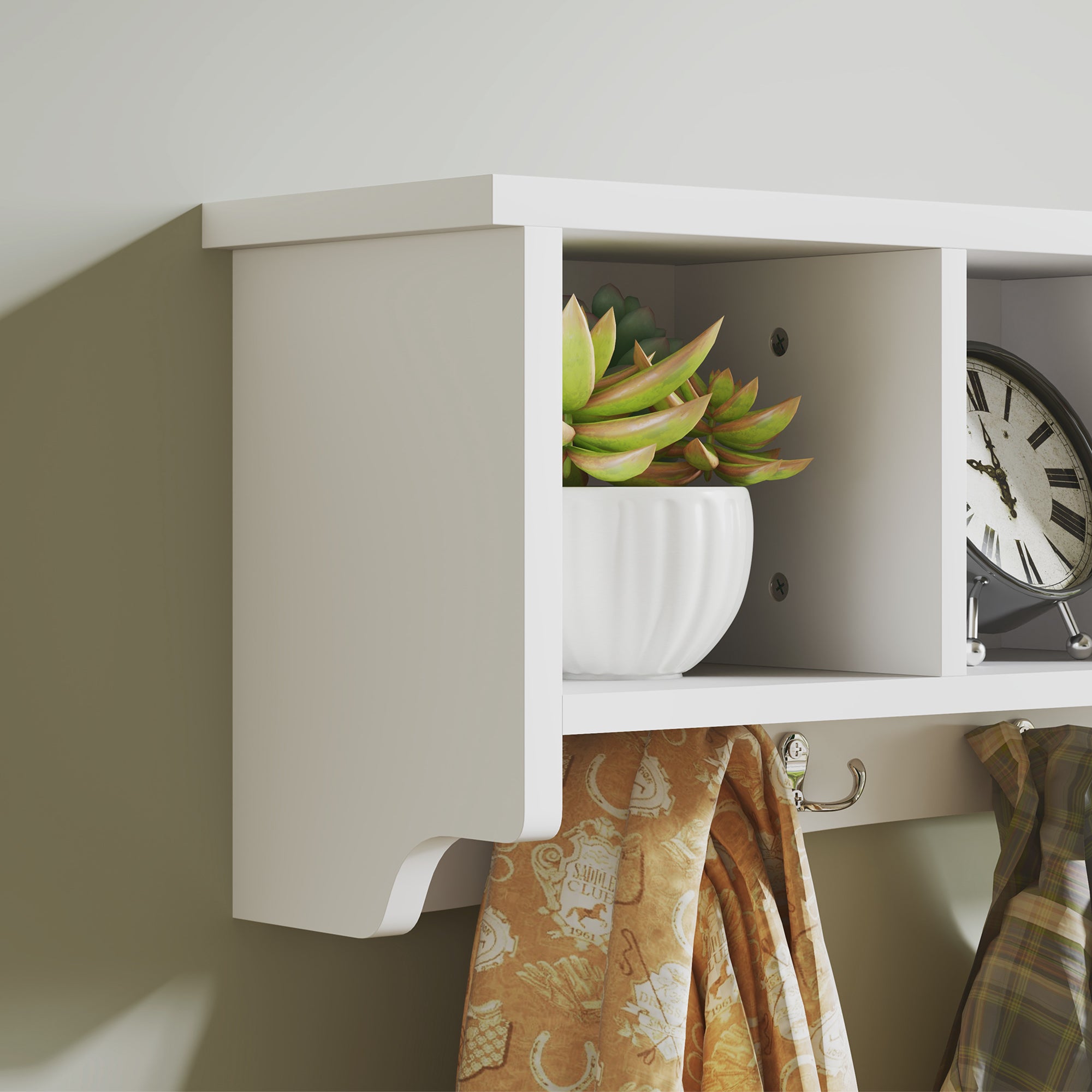 HOMCOM Coat Rack Wall Mount with Shelf, 28
