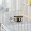 PawHut 53.9'' Large Rolling Steel Bird Cage Bird House with Detachable Rolling Stand, Storage Shelf, Wood Perch, Food Container, White