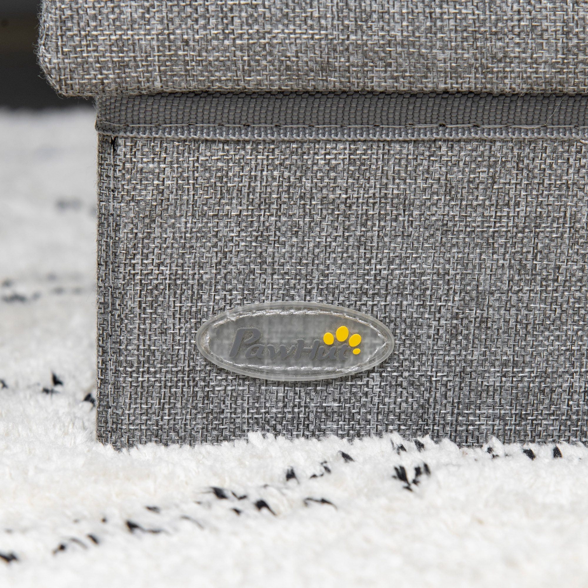 PawHut Pet Stairs, 3-Tier Dog Steps for High Bed Couch with Storage Box, Portable Pet Steps Home Ladder for Small Cat and Dog, Light Grey