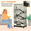 PawHut 6-tier Platform Rolling Small Animal Cage Rabbit Hutch Pet Play House with Platform, Ramp,Removable Tray. 4 universal wheels (Black) for Bunny Pet Mink Chinchilla